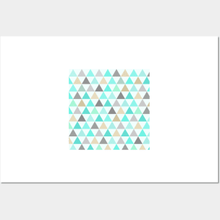 Turquoise blue triangular pattern. Posters and Art